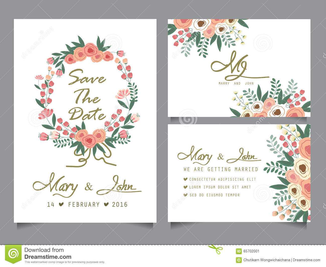 Wedding Invitation Card Template Stock Vector – Illustration Intended For Anniversary Card Template Word