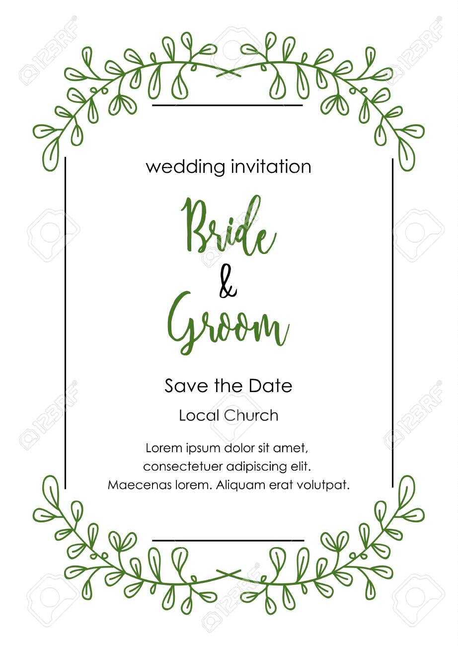 Wedding Invitation Card. Wedding Card Template With Decorative.. Within Church Wedding Invitation Card Template