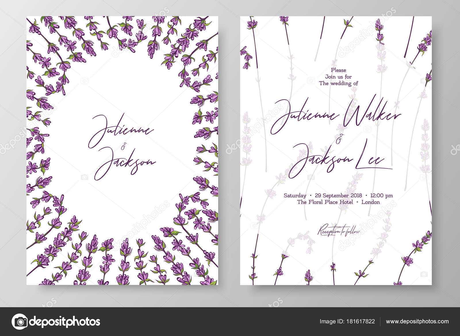 Wedding Invitation With Lavenders. Cards Templates For Save With Regard To Wedding Hotel Information Card Template