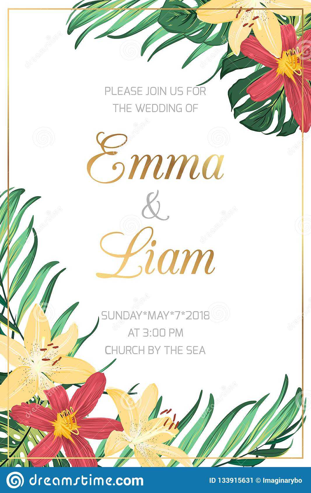 Wedding Marriage Event Invitation Card Template. Red Yellow With Event Invitation Card Template