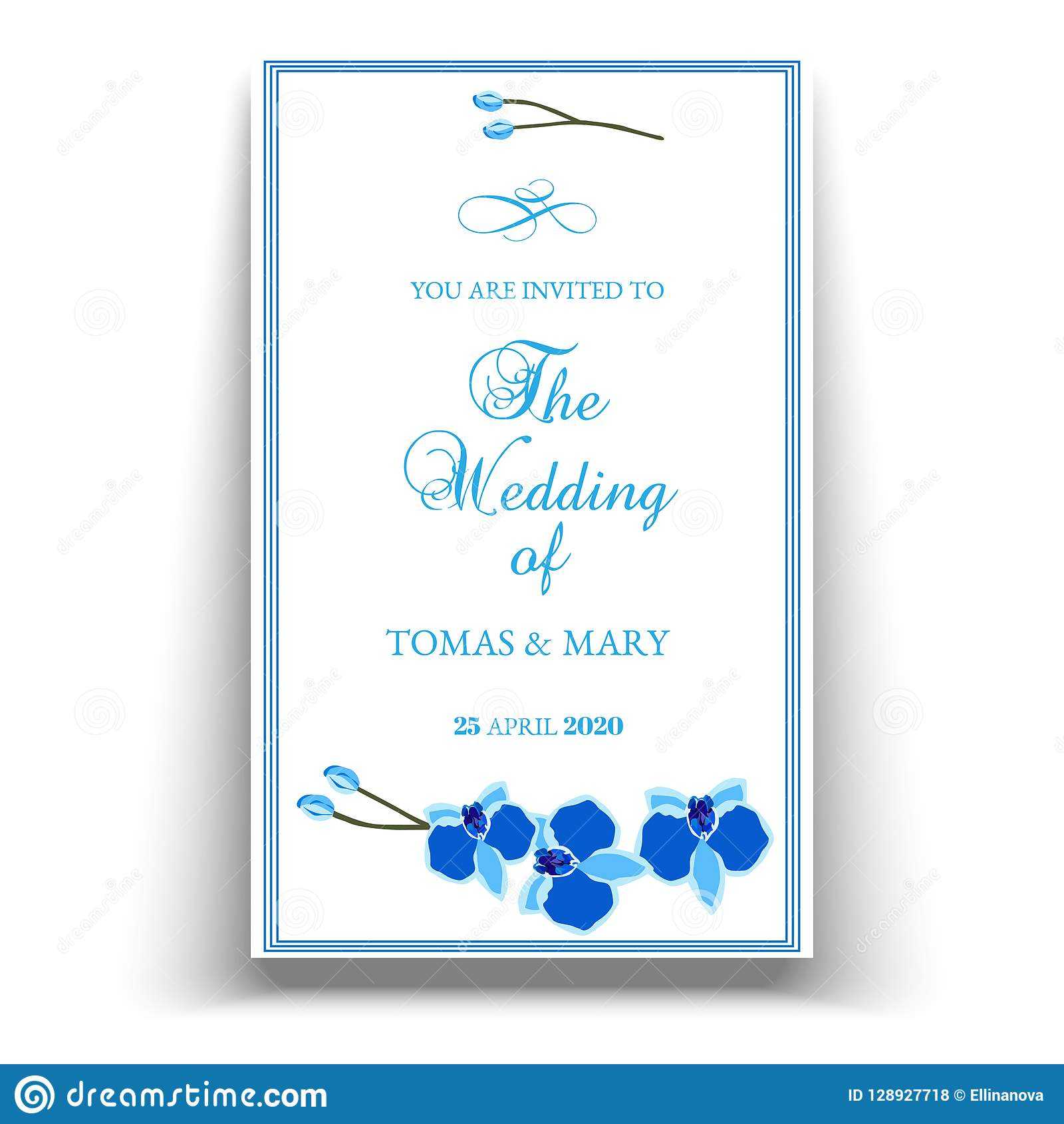 Wedding Marriage Event Invitation Template With Blue Orchid Throughout Engagement Invitation Card Template