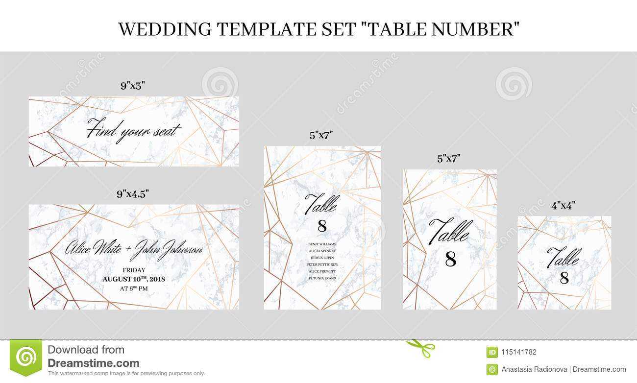 Wedding Template Set Table Number Cards Stock Vector Throughout Table Number Cards Template