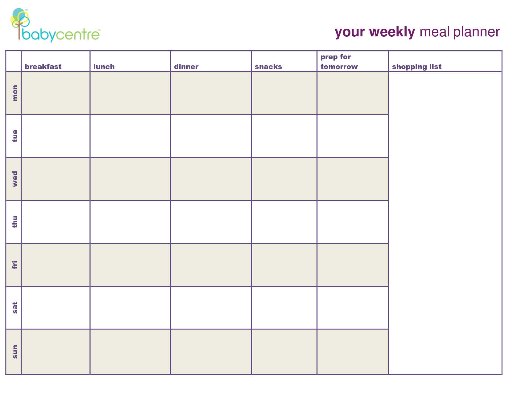 Weekly Meal Planner Template With Snacks ] – Weekly Menu With Regard To Weekly Meal Planner Template Word