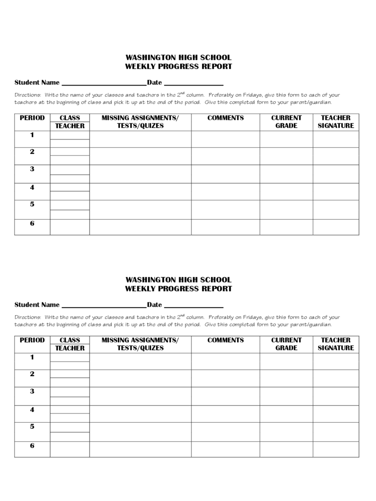 Weekly Progress Report Template – 3 Free Templates In Pdf With High School Progress Report Template
