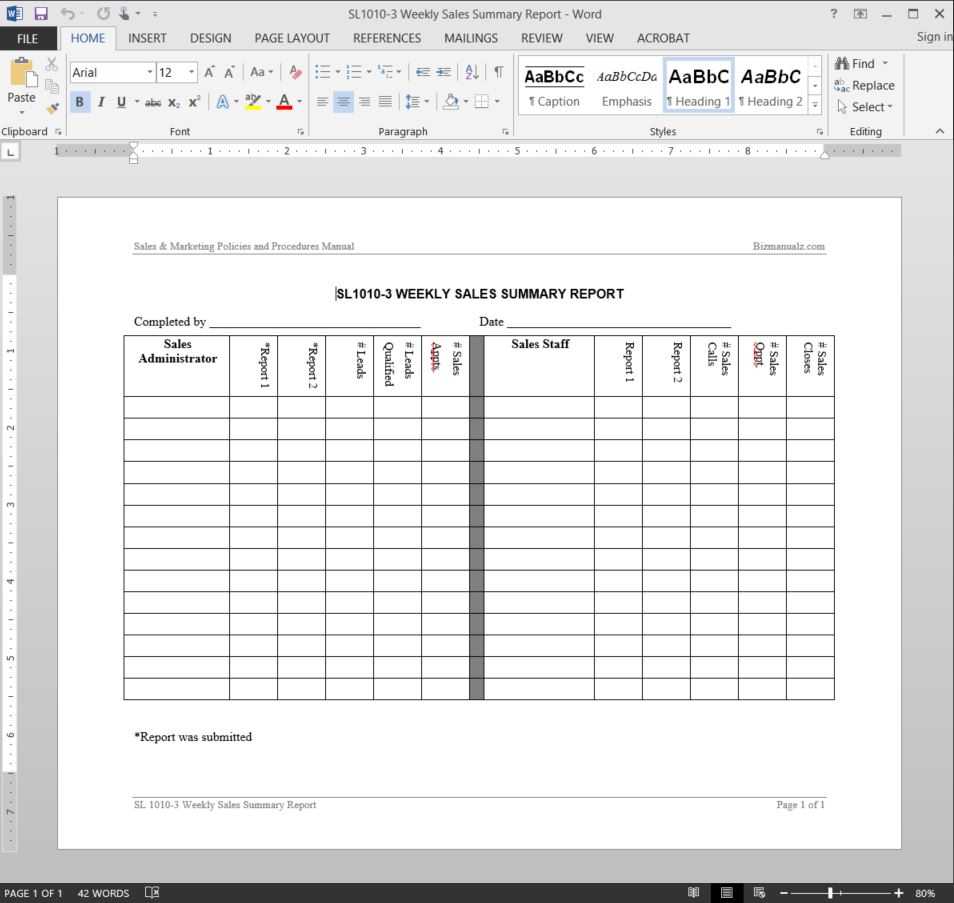 Weekly Sales Summary Report Template | Sl1010 3 With Regard To Template For Summary Report
