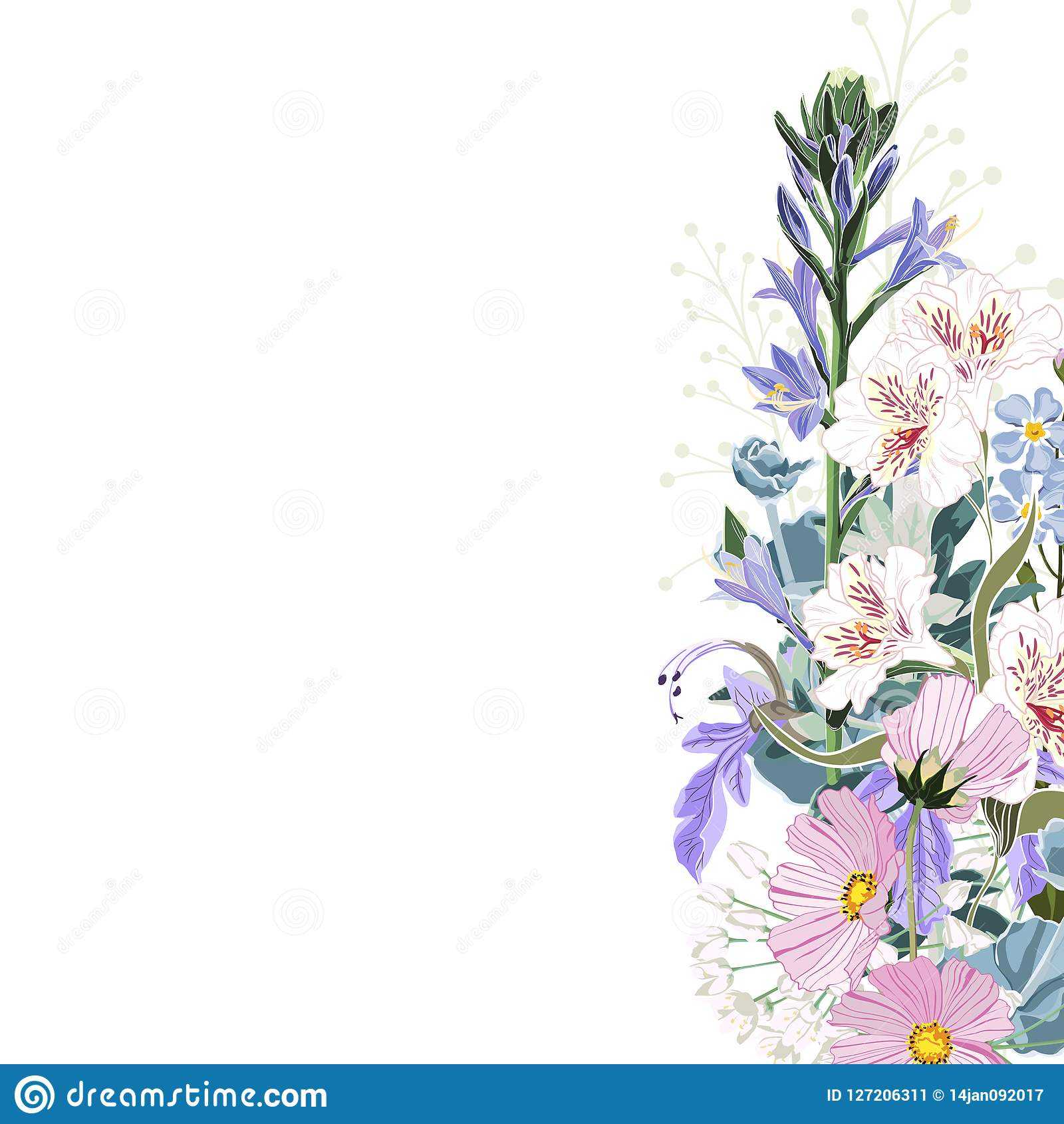 Wild Flowers Bouquet Elegant Card Template. Small Floral Throughout Small Greeting Card Template