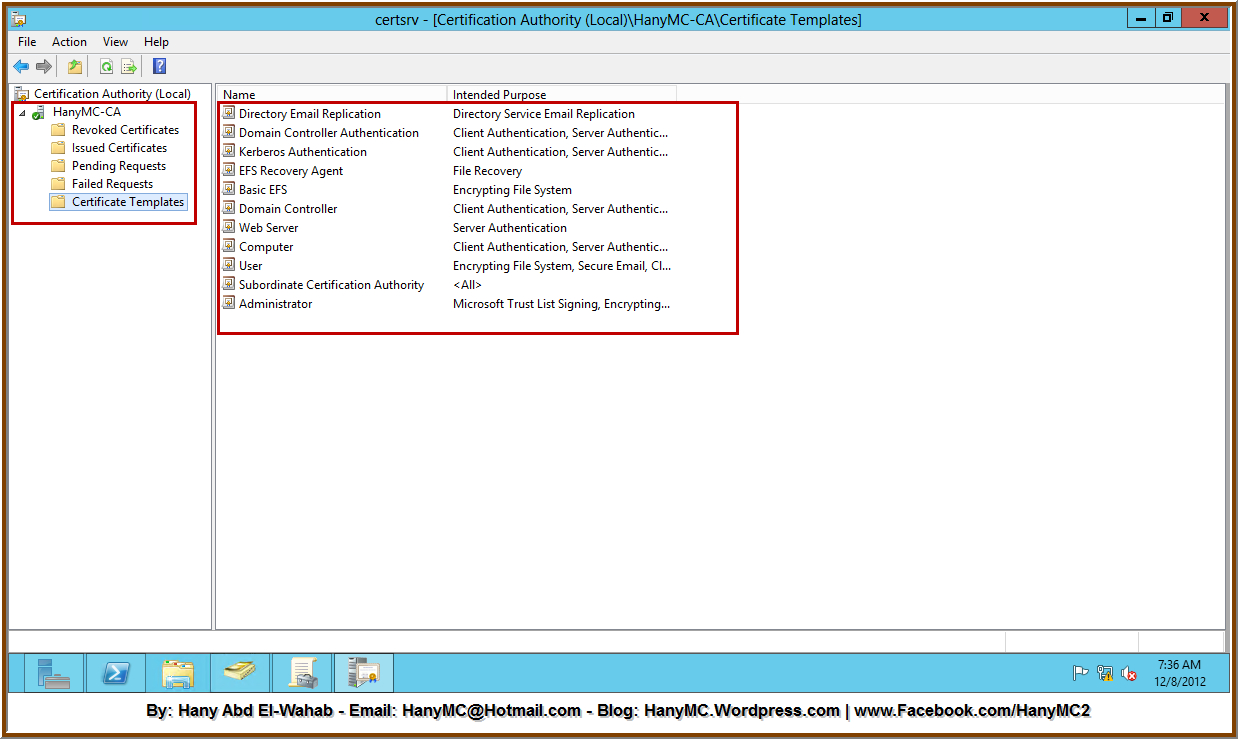 Win2K12 Certification Authority Installation – Stepstep For Domain Controller Certificate Template