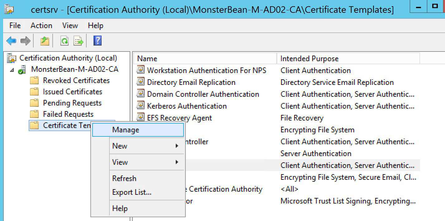 Windows 2012 R2 Nps With Eap Tls Authentication For Os X Inside Domain Controller Certificate Template
