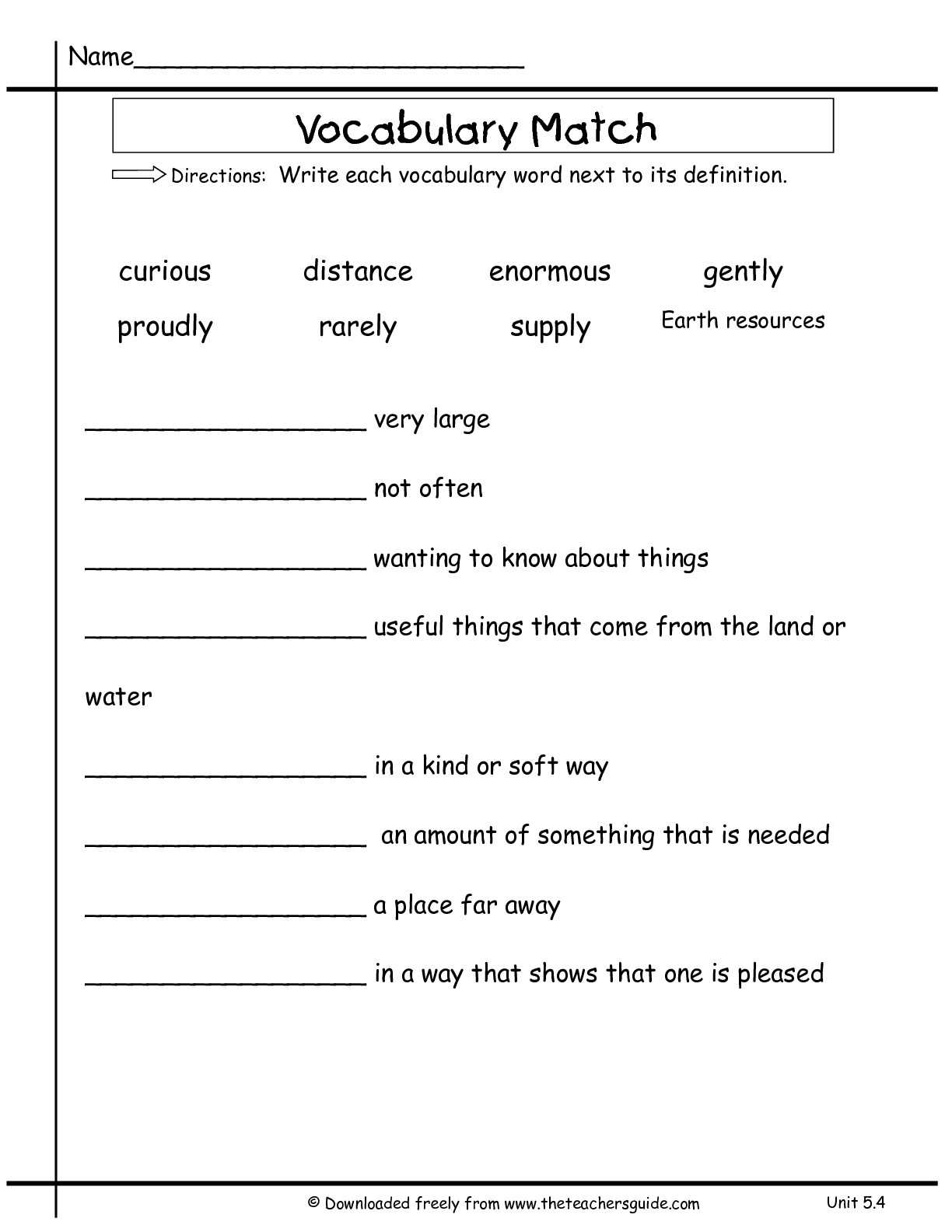 Wonders Second Grade Unit Five Week Four Printouts For Vocabulary Words Worksheet Template