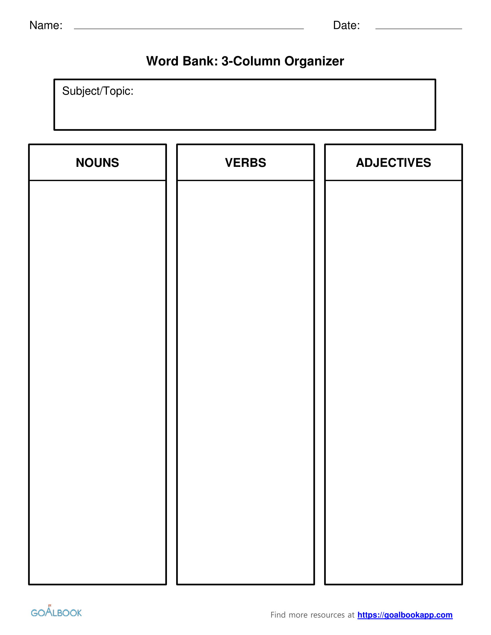 Word Bank | Udl Strategies – Goalbook Toolkit Inside Personal Word Wall Template