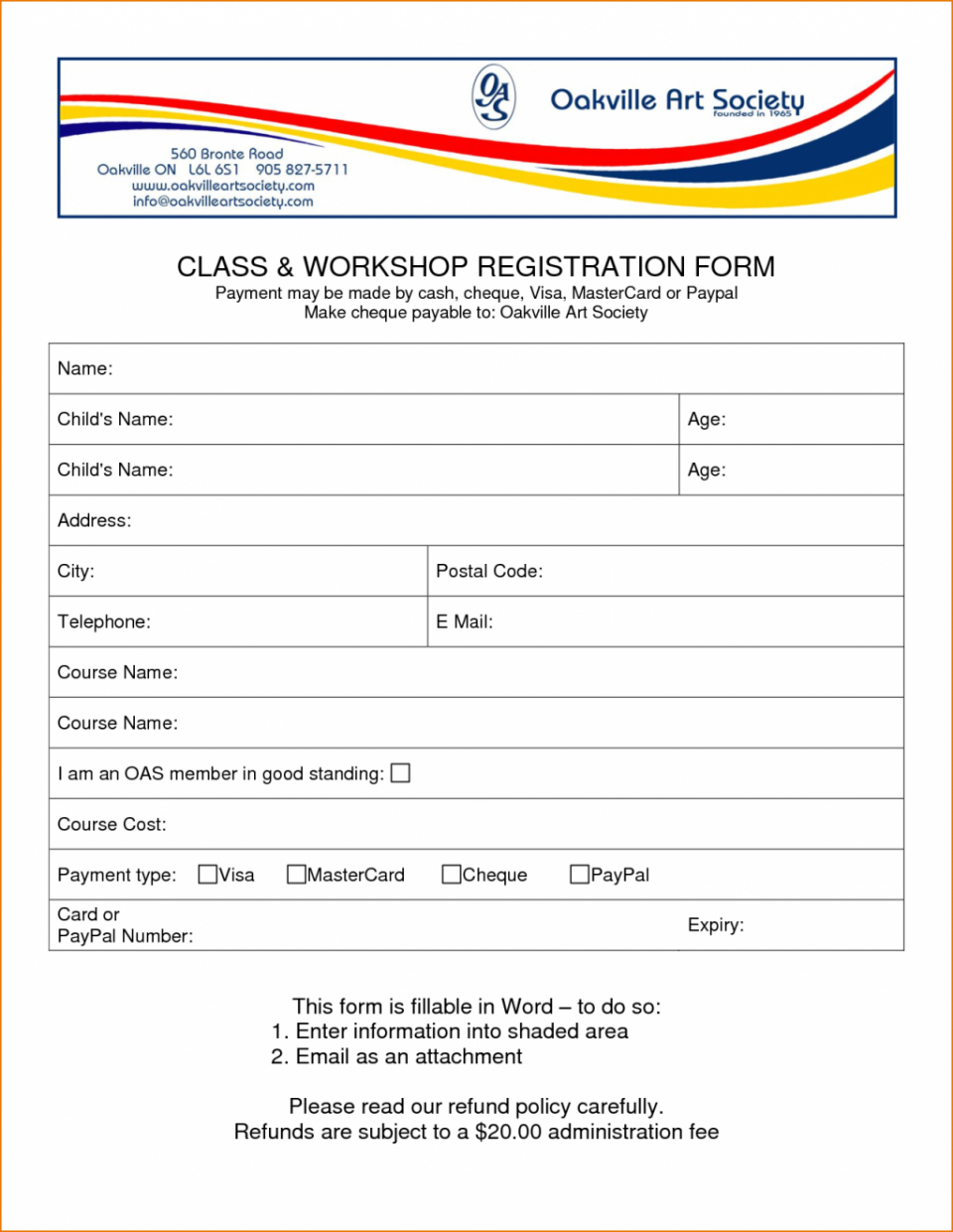 Word Form Sample Intended For Registration Form Template Word Free
