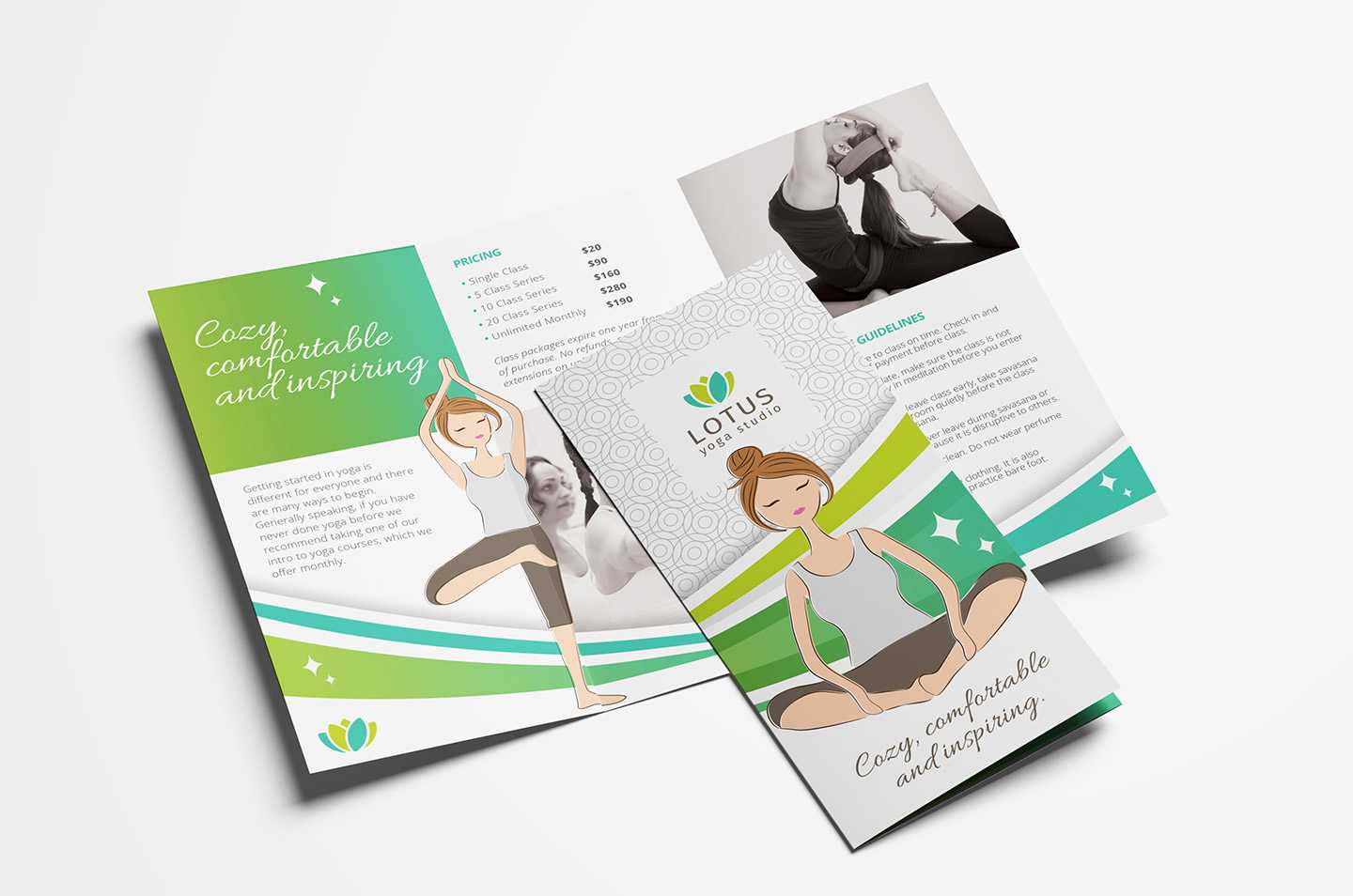 Yoga Studio Tri Fold Brochure Template In Psd, Ai & Vector For Tri Fold Brochure Ai Template