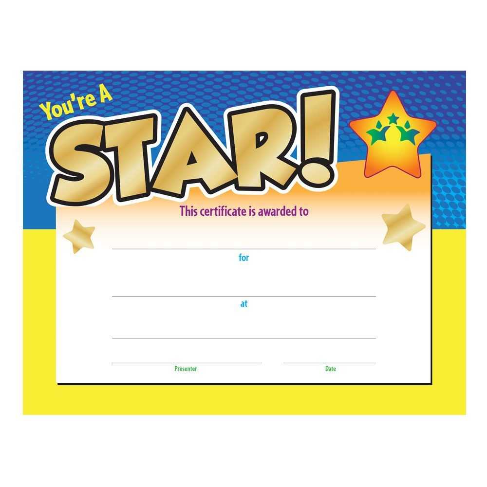 You're A Star! Gold Foil Stamped Certificate In Star Of The Week Certificate Template